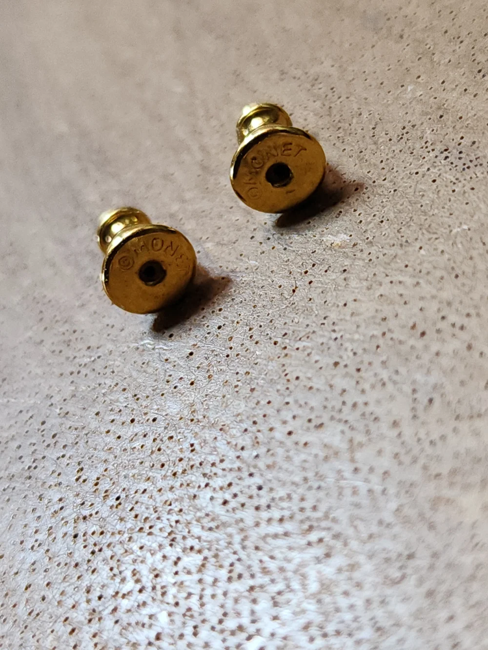 Unique Vintage Gold Floral Drop Earrings - Signed Monet